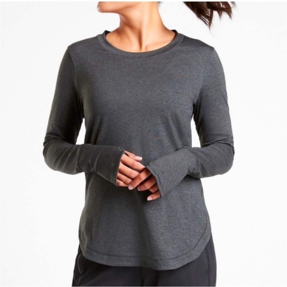 ATHLETA Uptempo Cozy Soft Warm Atheleisure Longsleeve Rounded Hem Top Shirt